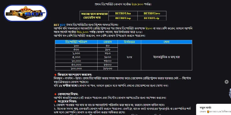 আমাদের সাইটে পাওয়া যায় এমন সেরা Welcome Bonus-এর ধরন